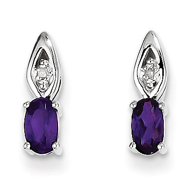 Amethyst Diamond Earring 14k White Gold Genuine XBS299, MPN: XBS299, 883957570679