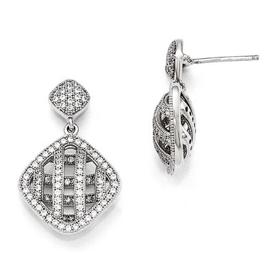 Dangle Post Earrings Sterling Silver &amp; Cubic Zirconia Polished QMP124, MPN: QMP124, 883957056913