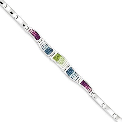 Multicolored Diamond Ferido Style Bracelet Sterling Silver QX635CZ, MPN: QX635CZ, 191101370007