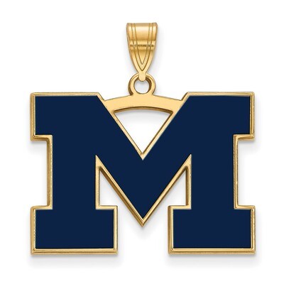 Michigan University of Large Blue Enamel Pendant Gold-plated Sterling Silver GP062UM, MPN: GP062UM,…