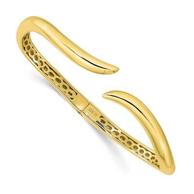 Polished Wavy Hinged Bangle Sterling Silver Gold-Tone QB1408, MPN: QB1408, 196904155363