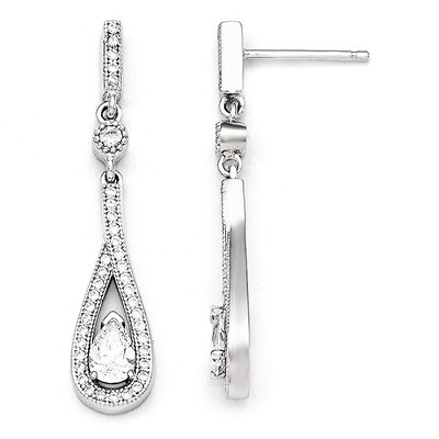 Teardrop Dangle Post Earrings Sterling Silver &amp; Cubic Zirconia QMP388, MPN: QMP388, 883957558073