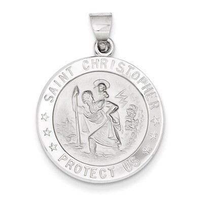 Polished and Satin Saint Christopher Medal Pendant 14k White Gold XR1302, MPN: XR1302, 886774582320