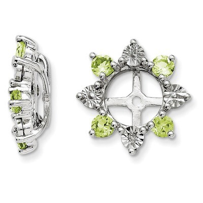 Diamond &amp; Peridot Earring Jacket Sterling Silver Rhodium QJ115AUG, MPN: QJ115AUG, 191101388149