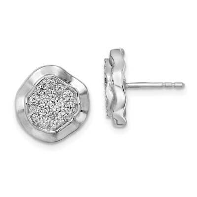 Wavy Circle Diamond Post Earrings 14k White Gold Polished EM8462-062-WA, MPN: EM8462-062-WA, 883957…