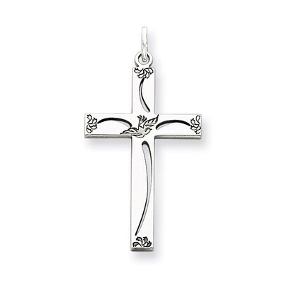Cross Pendant Laser Designed Sterling Silver QXR105, MPN: QXR105, 883957546056