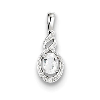 White Topaz &amp; Diamond April Pendant Sterling Silver QBPD18APR, MPN: QBPD18APR, 883957542089