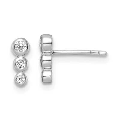 Polished CZ Diamond Post Earrings Sterling Silver Rhodium-Plated QE15716, MPN: QE15716, 196904154496
