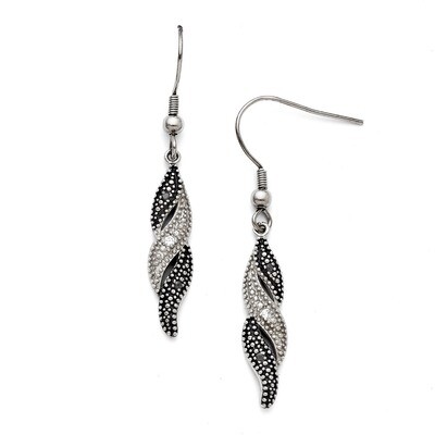 Antiqued Synthetic Diamond Shepherd Hook Earrings - Stainless Steel SRE708 by Chisel, MPN: SRE708, …