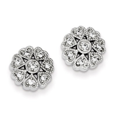 Flower Heart Post Earrings Sterling Silver Diamond QE9275, MPN: QE9275, 883957525938