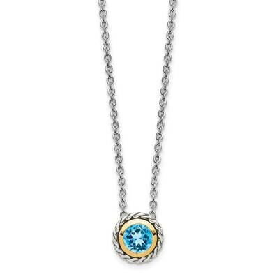 Light Swiss Blue Topaz Slide Sterling Silver with 14k Gold Accent QTC1623, MPN: QTC1623, 8839572332…