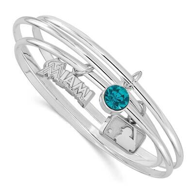Miami Marlins CZ Diamond Triple Bangle Bracelet Set 7 Inch Brass MINTBB-MLB, MPN: MINTBB-MLB, 19110…