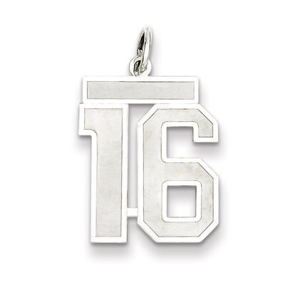 Pendant Number 16 Satin Sterling Silver Medium QPM16, MPN: QPM16, 883957126401