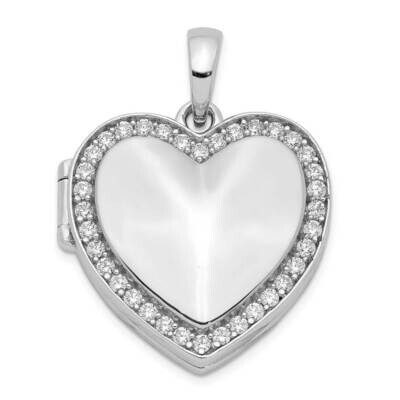 23mm Heart Locket Sterling Silver CZ Diamond QLS917, MPN: QLS917, 883957920542