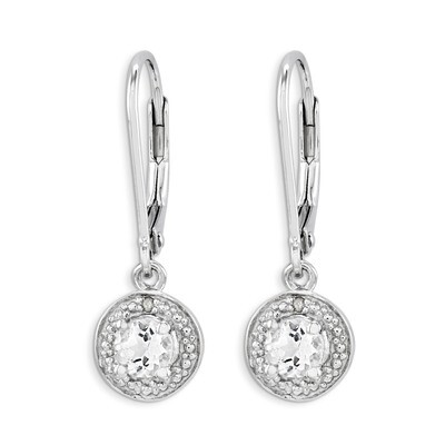 April White Topaz Earrings Sterling Silver Diamond QBE11APR, MPN: QBE11APR, 886774187457
