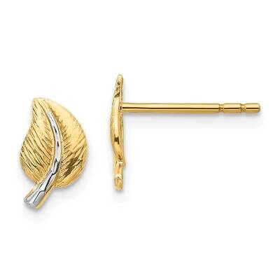 Leaf Post Earrings 14k Gold &amp; White Rhodium TF1548, MPN: TF1548, 886774037400