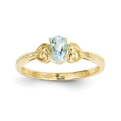 Aquamarine Diamond Ring 10k Gold 10XB276, MPN: 10XB276, 883957345284