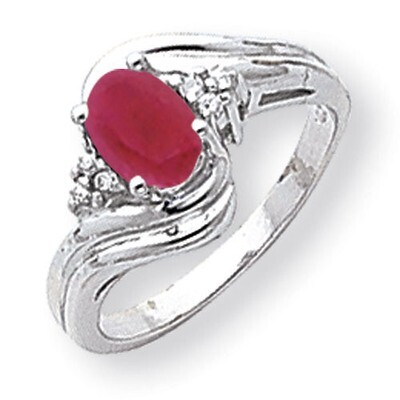 Created Ruby Diamond Ring 14k white Gold 7x5mm Oval Y2222CR/A, MPN: Y2222CR/A, 883957552026