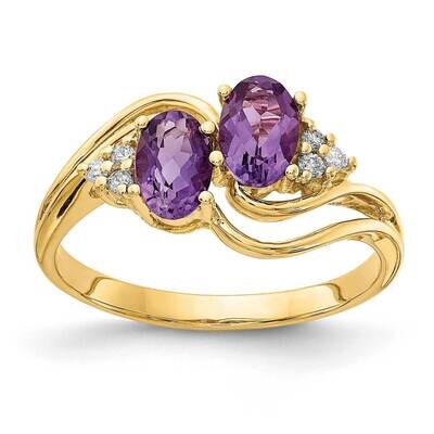 6x4mm Oval Amethyst Diamond Ring 14k Gold Y4617AM_AA, MPN: Y4617AM_AA, 883957456188