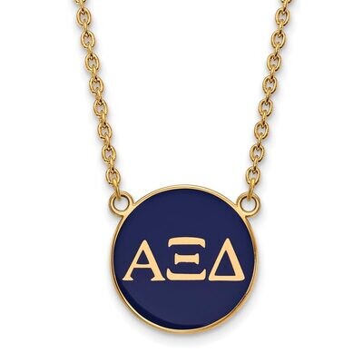 Alpha Xi Delta Small Enameled Pendant with 18 Inch Chain Gold-plated Silver GP030AXD-18, MPN: GP030…