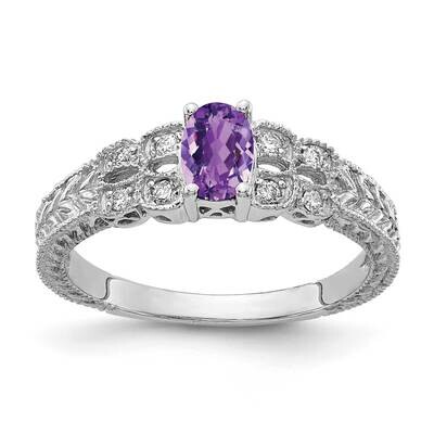 6x4mm Oval Amethyst Aaa Diamond Ring 14k White Gold Y2065AM/AAA, MPN: Y2065AM_AA, 883957682563