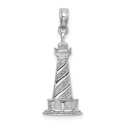 2-D Cape Hatteras Lighthouse Charm 14k White Gold D1348W, MPN: D1348W, 637218126217
