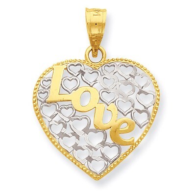 Diamond-cut Love Heart Pendant 14k Gold with Rhodium K3985, MPN: K3985, 886774256429