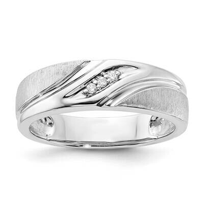 Sterling Silver Polished &amp; Brushed 3-.015 Round Diamond Ring RTD1073G-SSA