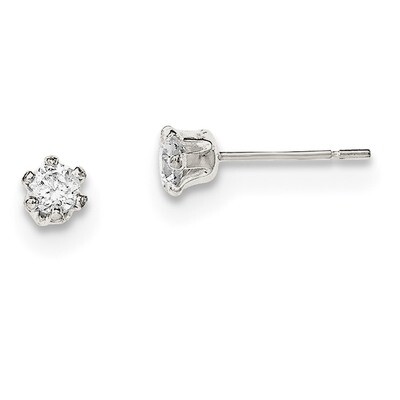 CZ Diamond Post Earrings Sterling Silver Polished QE12184, MPN: QE12184, 883957781808