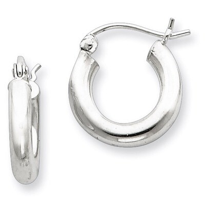 3mm Round Hoop Earrings Sterling Silver Rhodium-plated QE4396, MPN: QE4396, 883957930169