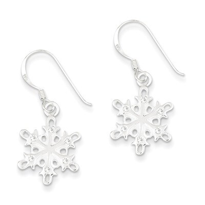 Satin Diamond Snowflake Dangle Earrings Sterling Silver Polished QE6911, MPN: QE6911, 883957026503