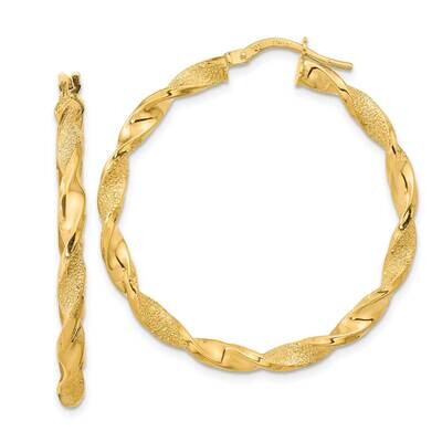 Textured Twisted Hoop Earrings 14k Gold Polished TF2123, MPN: TF2123, 883957990842