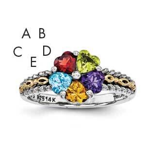 Five-Stone Mother&#39;s Ring Mounting Sterling Silver &amp; 14k Gold QMR16/5-5, MPN: QMR16_5--6, 8867742431…