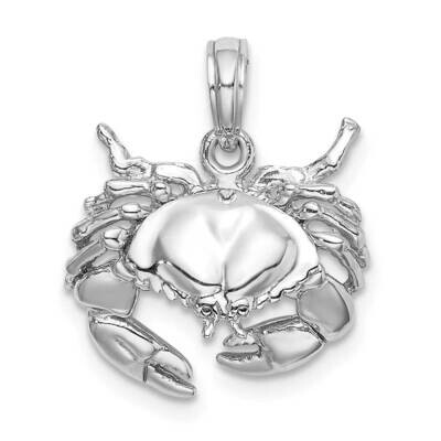 2-D Stone Crab Facing Down Charm 14k White Gold C2512W, MPN: C2512W, 637218126118