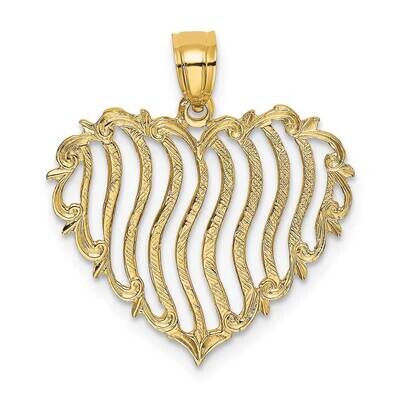 Heart Charm 14k Gold Polished &amp; Engraved K7106, MPN: K7106, 637218006526