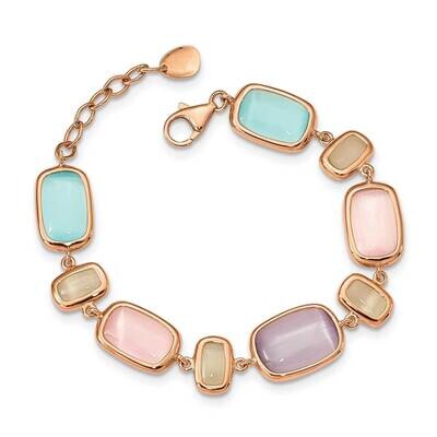 Created Cat&#39;s Eye with 1 inch Extender Bracelet Sterling Silver Rose-tone QG5040-7, MPN: QG5040-7, …