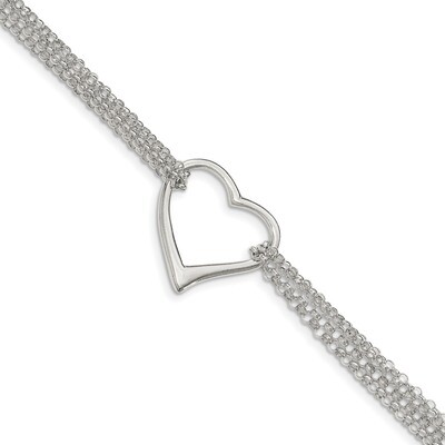 Multi Strand Heart Bracelet 7.25 Inch Sterling Silver Polished QG3610-7.25, MPN: QG3610-7.25, 19690…