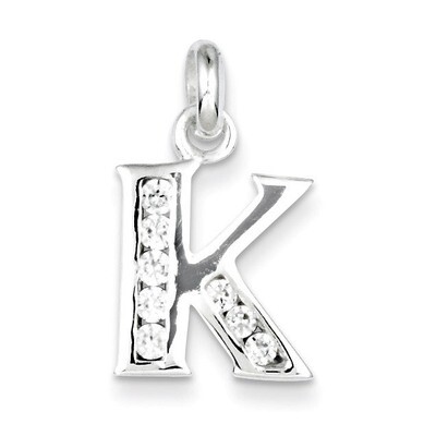 White Diamond Initial K Pendant Sterling Silver QC6716K, MPN: QC6716K, 883957558967