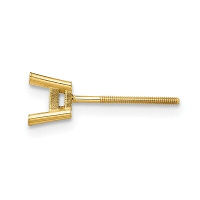 Princess 4-Prong with Threaded .12ct. Post Earring Setting 18k Yellow Gold 8Y365, MPN: 8Y365,