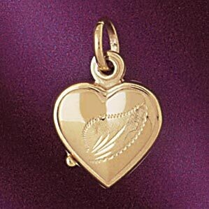 Dazzlers Jewelry Heart Locket Pendant Necklace Charm Bracelet in Yellow, White or Rose Gold 4170, M…