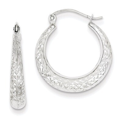 Diamond Cut Hollow Hoop Earrings 14k White Gold TL777, MPN: TL777, 883957499208