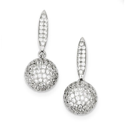 Micro Pave Dangle 3-D Ball Post Earrings Sterling Silver QE9243, MPN: QE9243, 883957529912
