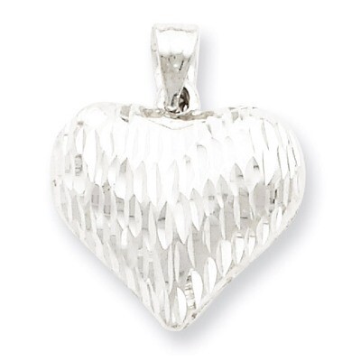 Puffed Heart Pendant Sterling Silver Rhodium-plated Diamond-Cut QC5968, MPN: QC5968, 883957913766