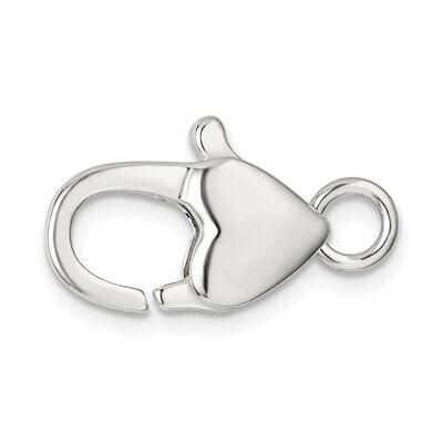 16 x 8.5mm Heart Shaped Lobster Clasp Sterling Silver SS3403, MPN: SS3403,
