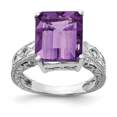 12x10mm Emerald Cut Amethyst Diamond Ring 14k White Gold Y2270AM_AA, MPN: Y2270AM_AA, 191101631764