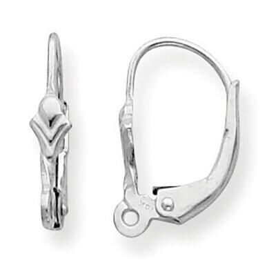 Fancy Secura Leverback with Split Ring Earring Component 14k White Gold WG800, MPN: WG800,