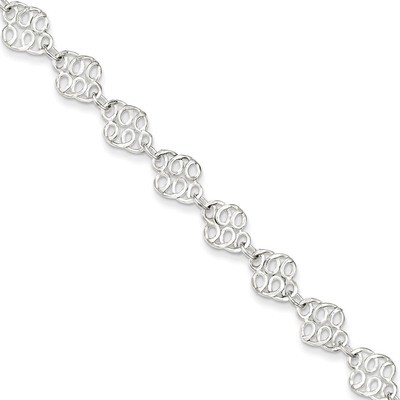 10 Inch Polished Anklet Sterling Silver Fancy QG1239-10, MPN: QG1239-10, 191101274350
