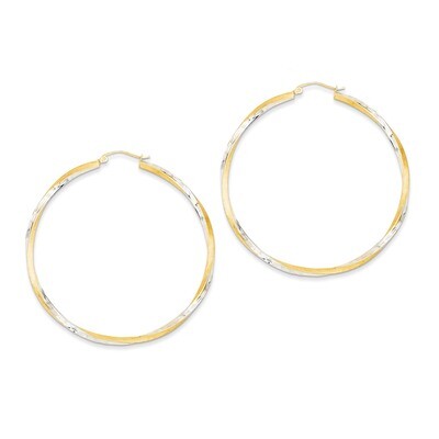 Diamond-cut 2.5mm Twisted Hoop Earrings 14K Gold &amp; Rhodium TC433, MPN: TC433, 883957289892