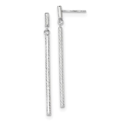 Polished and Diamond -cut Bar Dangle Post Earrings 14k white Gold TH955W, MPN: TH955W, 191101058172