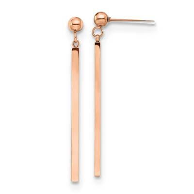 Rose Ip-Plated Bar Post Dangle Earrings Stainless Steel Polished SRE1574, MPN: SRE1574, 191101867439